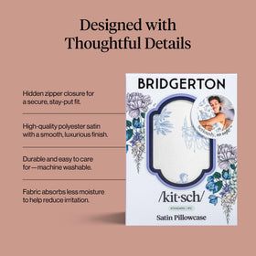 Kitsch Bridgerton satin pillowcase standard size 19x26 fits most pillows.