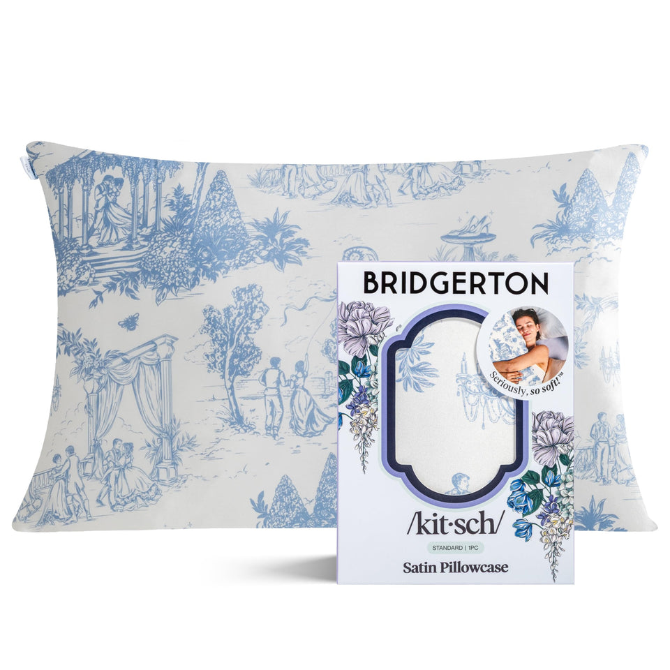 Kitsch Bridgerton satin pillowcase with zipper for secure pillow fit.
