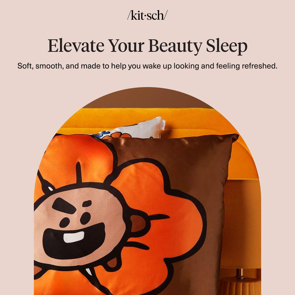 Kitsch x BT21 satin pillowcase care instructions for easy laundering.