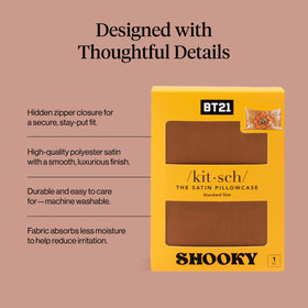 Kitsch x BT21 satin toddler pillowcase 19x26 fits standard pillows safely.