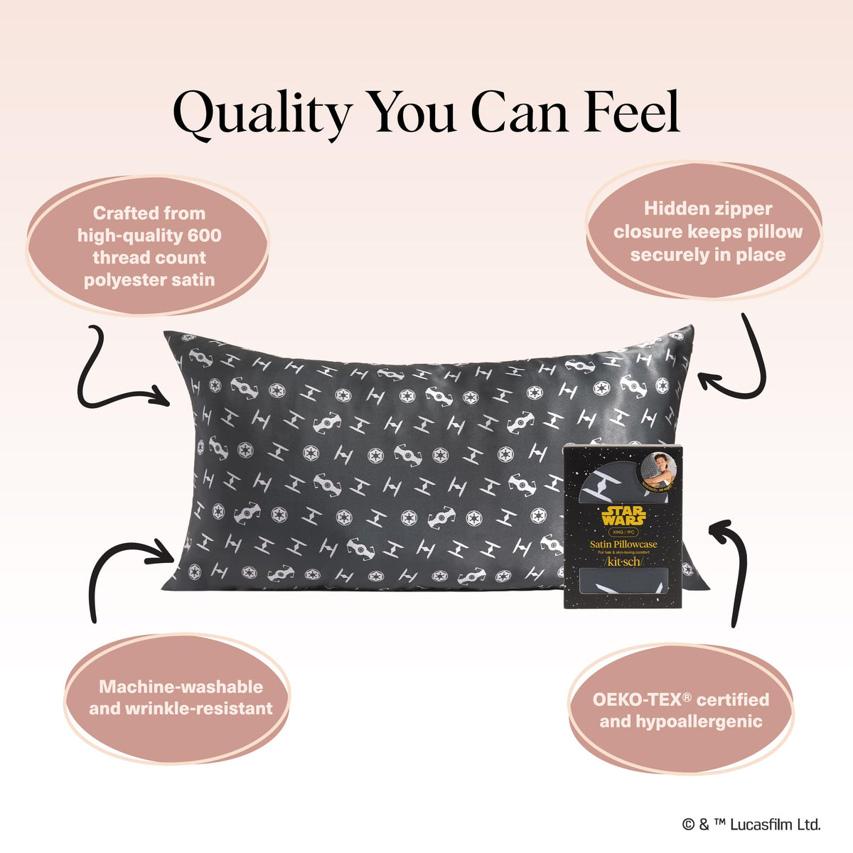 Kitsch breathable satin pillowcase stays cool year-round for skin-friendly sleep