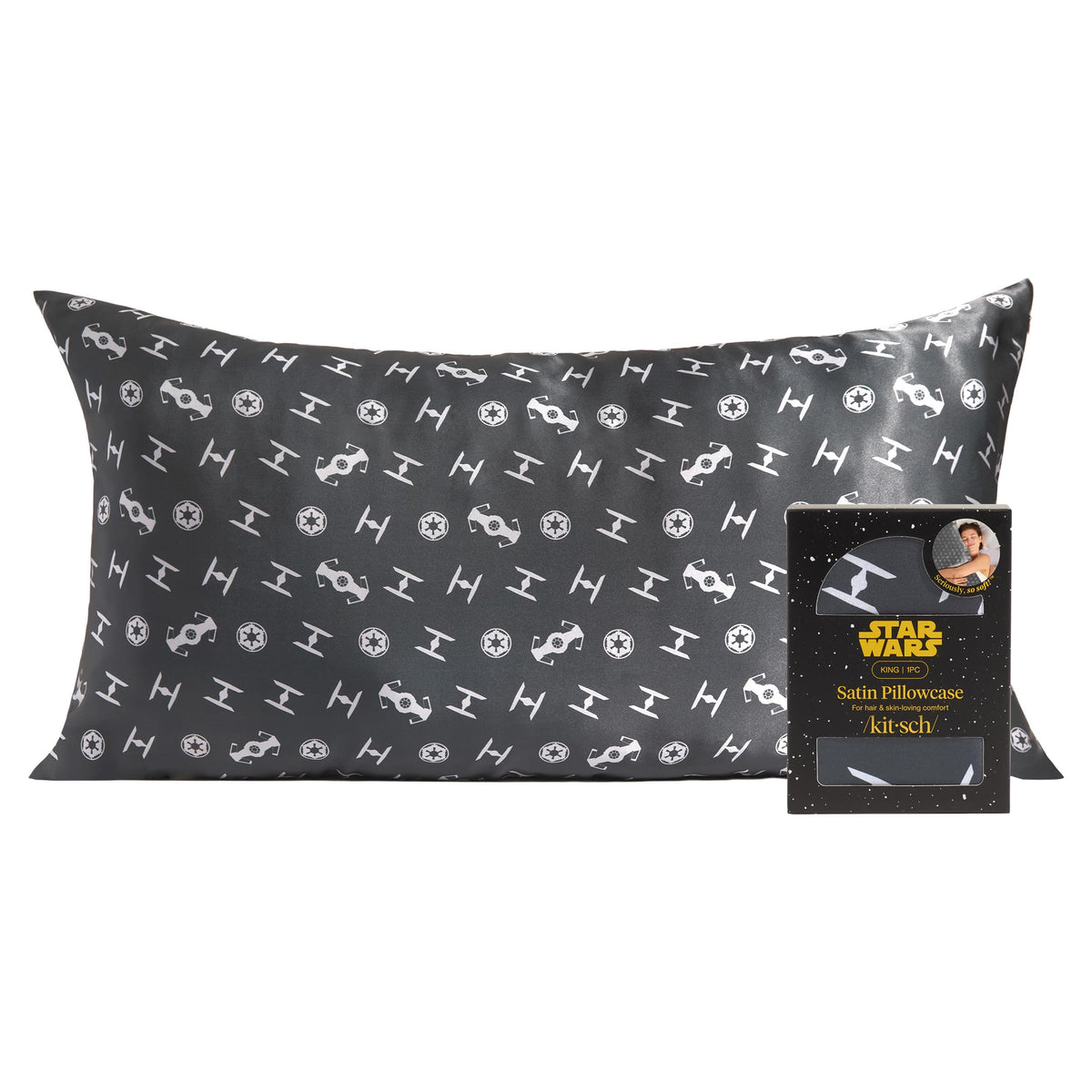 Kitsch Galactic Empire satin pillowcase with zipper for secure fit and smooth hair