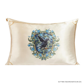 Double-sided Ravenclaw design on the Kitsch satin pillowcase for versatile style.