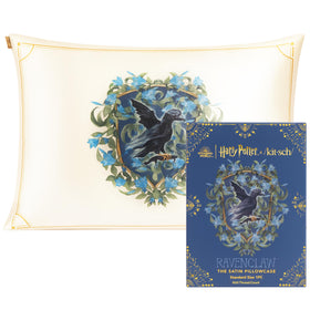Kitsch x Harry Potter Ravenclaw satin pillowcase with eagle crest on one side.