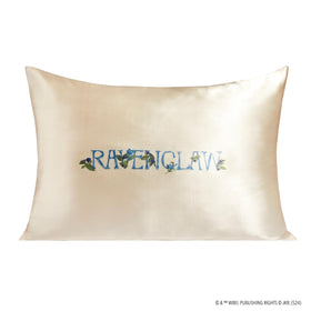 Kitsch Ravenclaw satin pillowcase with Ravenclaw text side for kids' sleep.