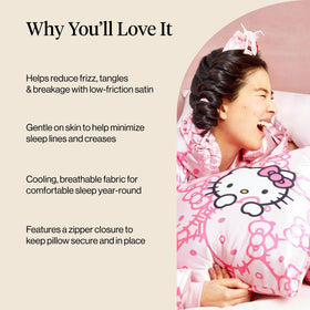 Kitsch Hello Kitty satin pillowcase durable and machine washable for busy families.