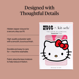 Kitsch Hello Kitty satin pillowcase soft fabric feels gentle on skin.