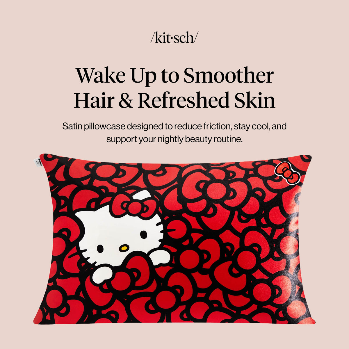 Kitsch Hello Kitty toddler pillowcase with zipper, secure fit for active sleepers.