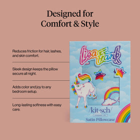 Kitsch Lisa Frank satin pillowcase cool breathable fabric in use
