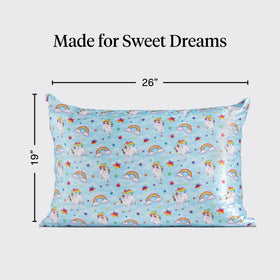 Kitsch Lisa Frank satin pillowcase wrinkle-free look on bedding
