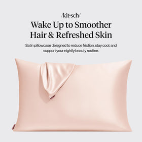 Closeup of Kitsch satin fabric showing smooth, frizz-reducing texture