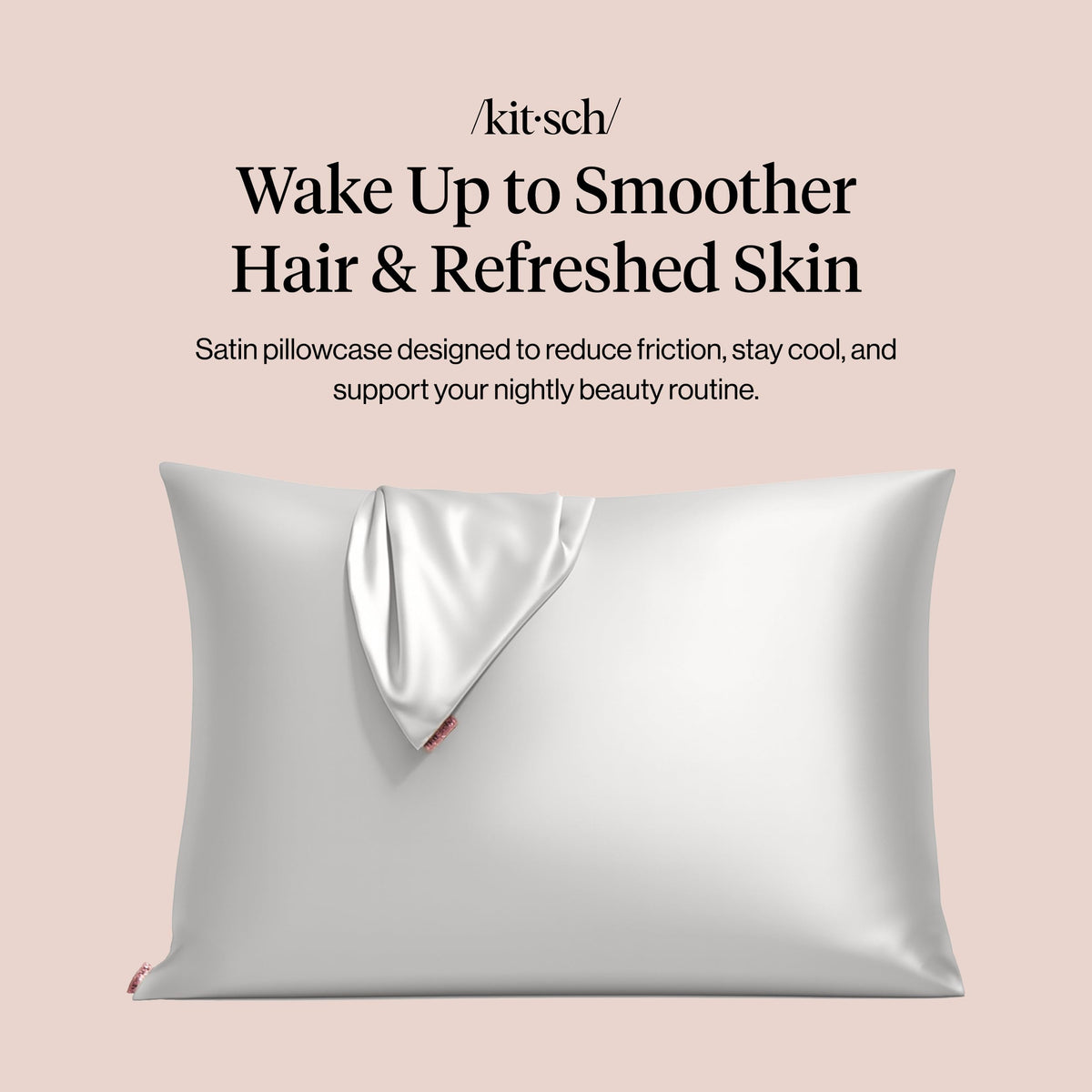 Kitsch satin fabric close-up shows soft sheen and breathable weave.