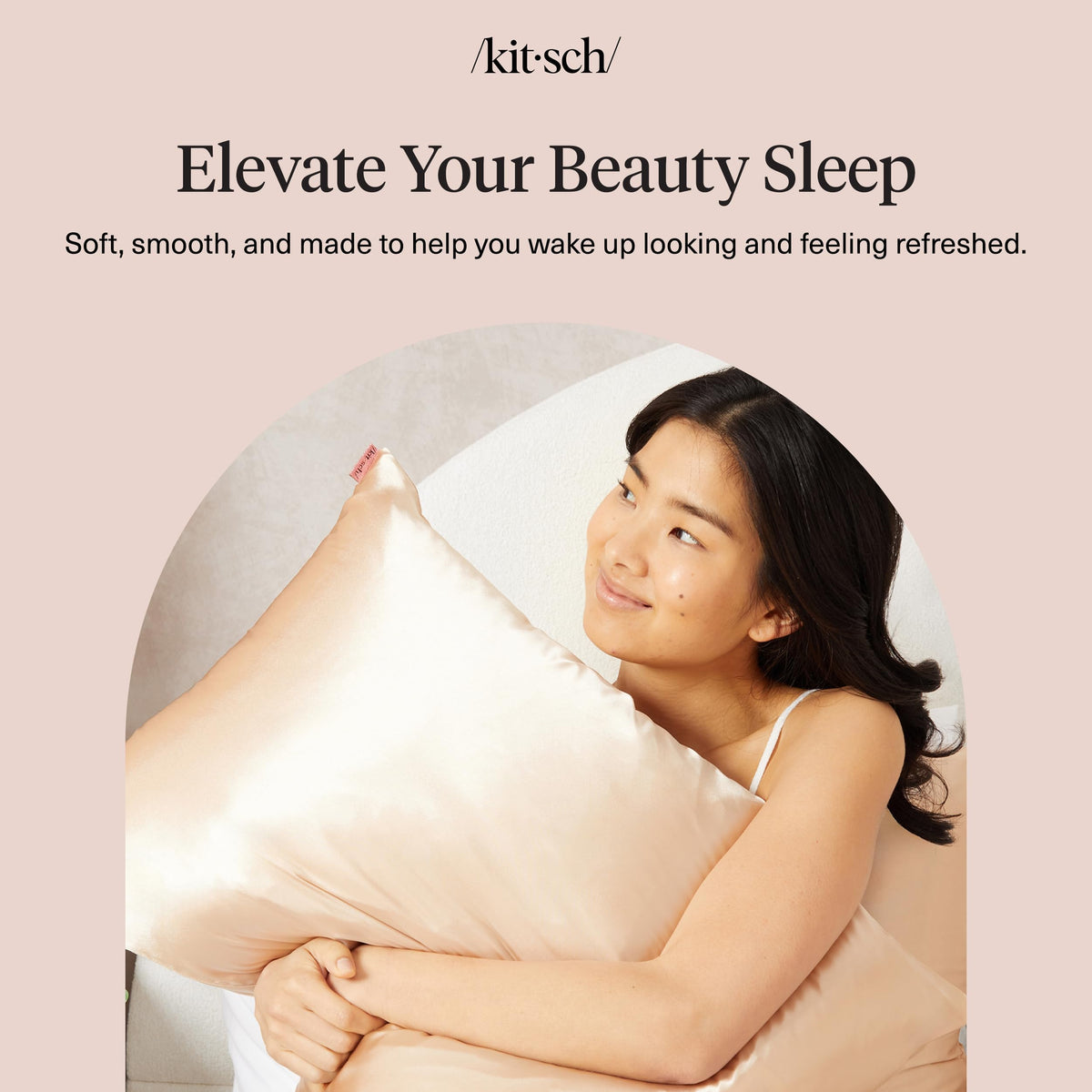 Kitsch satin pillowcase champagne color adds luxurious bedding touch