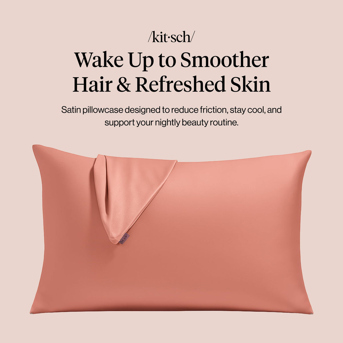 Kitsch satin fabric close-up shows smooth, cooling texture for hair.