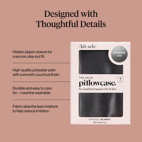 Kitsch satin pillowcase fabric appears cool and breathable.