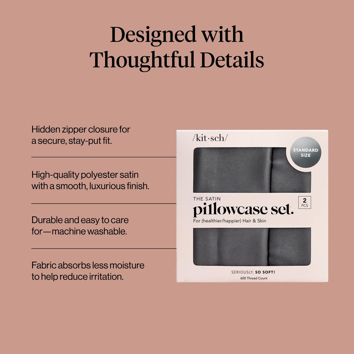 Kitsch satin pillowcase breathable cooling fabric keeps you comfortable all night
