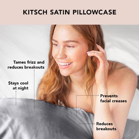 Kitsch satin pillowcase cooling fabric enhances sleep comfort.
