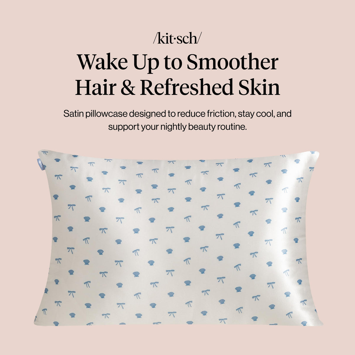 Kitsch satin pillowcase delivers cooling, smooth fabric to reduce friction on hair.