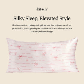 Kitsch satin pillowcase reduces friction to help hair and skin feel smoother.