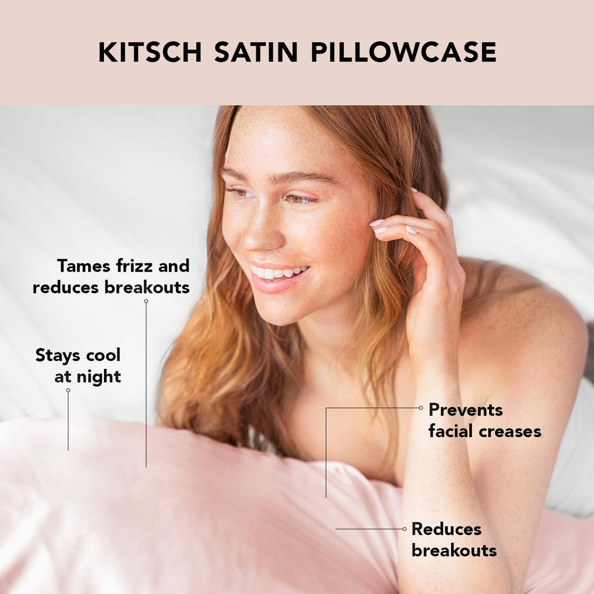 Kitsch satin pillowcase helps reduce frizz and tangles for smoother mornings.