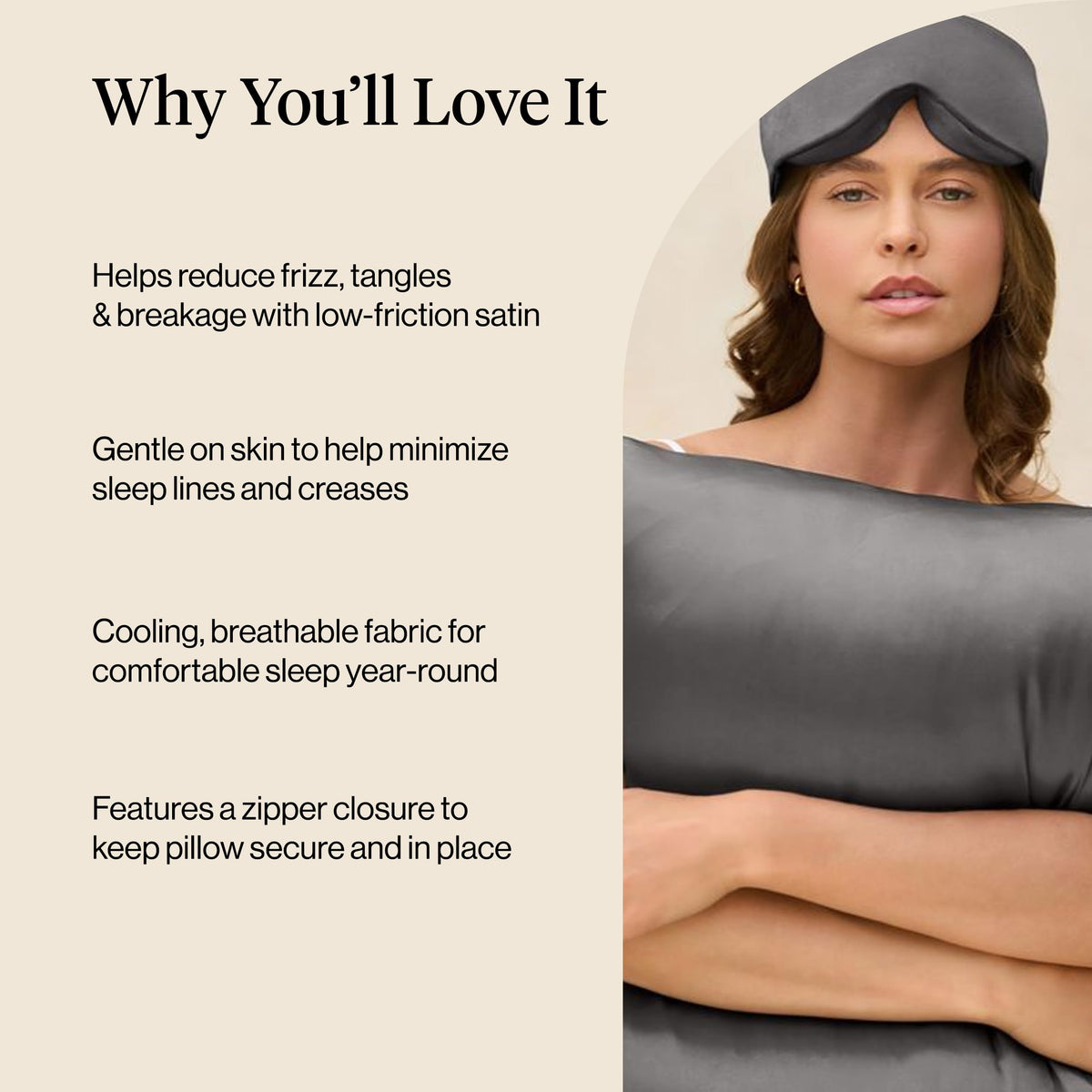 Kitsch satin pillowcase reduces frizz and tangles
