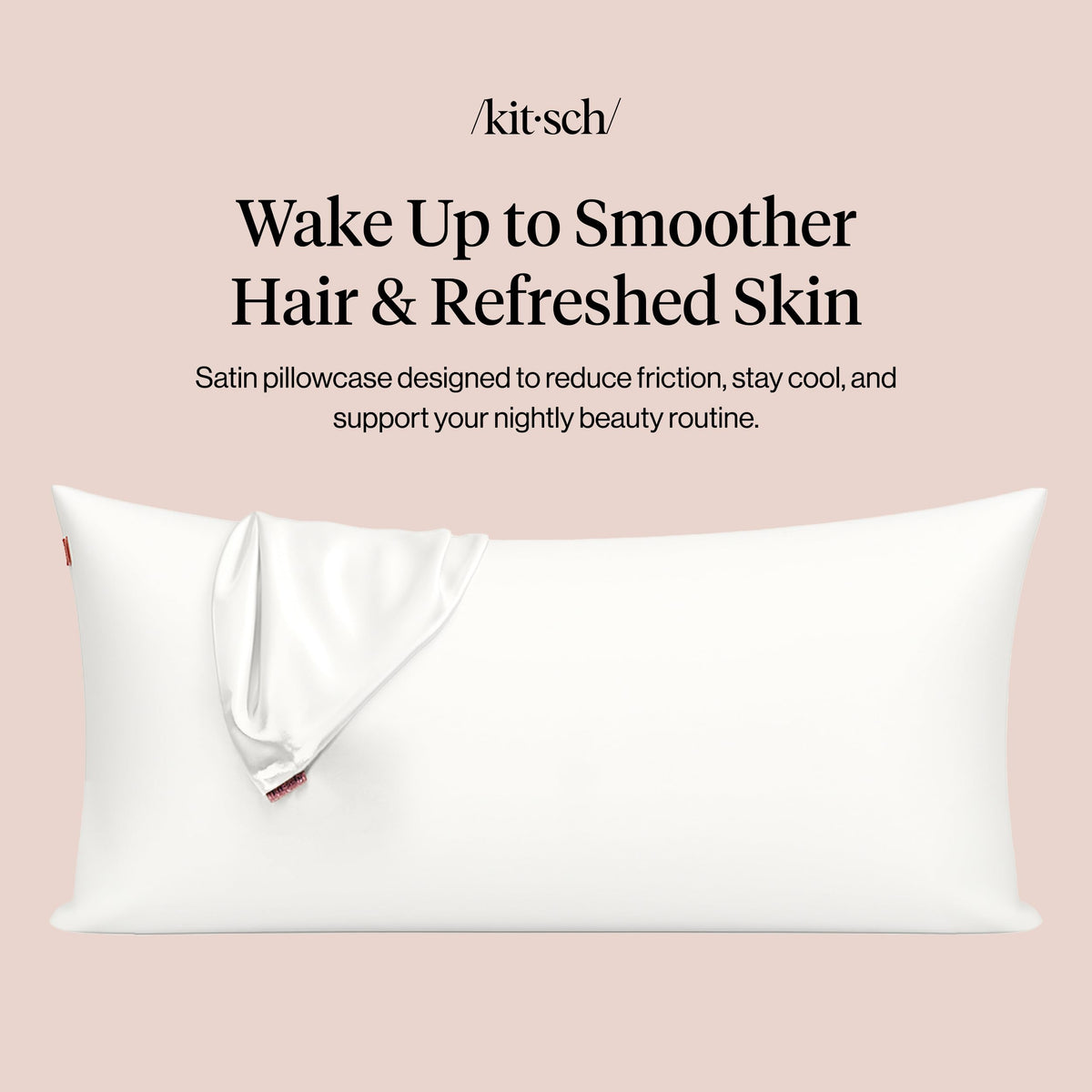 Kitsch king-size ivory satin pillowcase on standard pillow