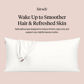 Kitsch king-size ivory satin pillowcase on standard pillow