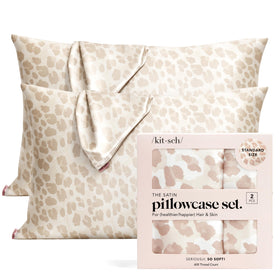 Kitsch satin leopard pillowcase with zipper provides secure fit for peaceful nights.