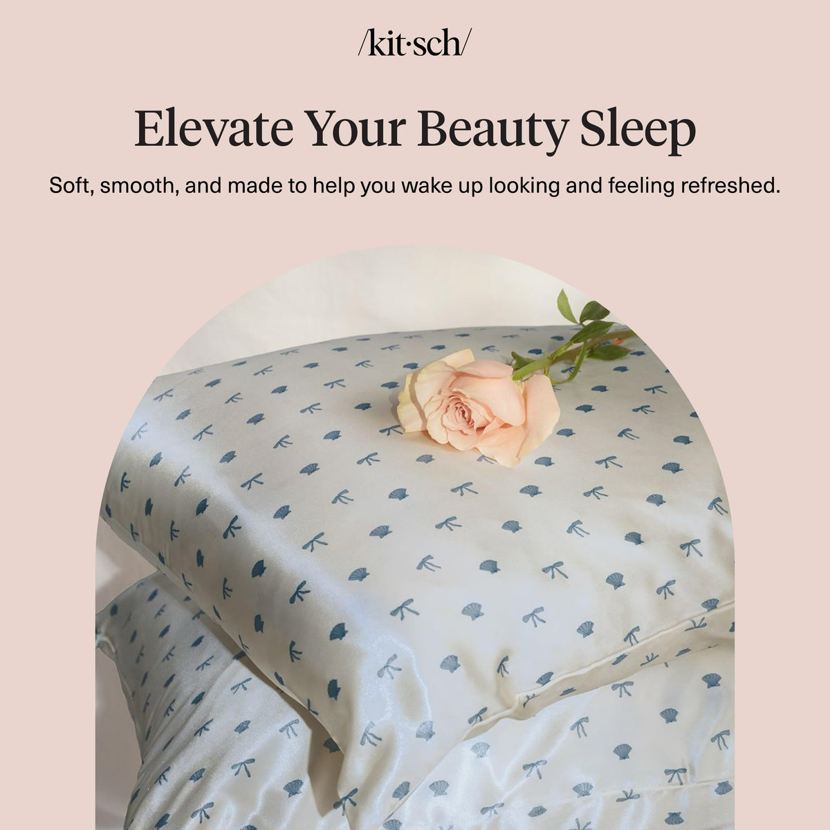 Kitsch machine washable satin pillowcase for easy care.