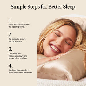 Kitsch satin pillowcase is machine washable for easy care