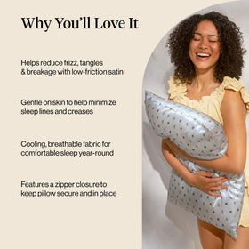 Kitsch wrinkle-free satin surface helps reduce facial creases overnight.