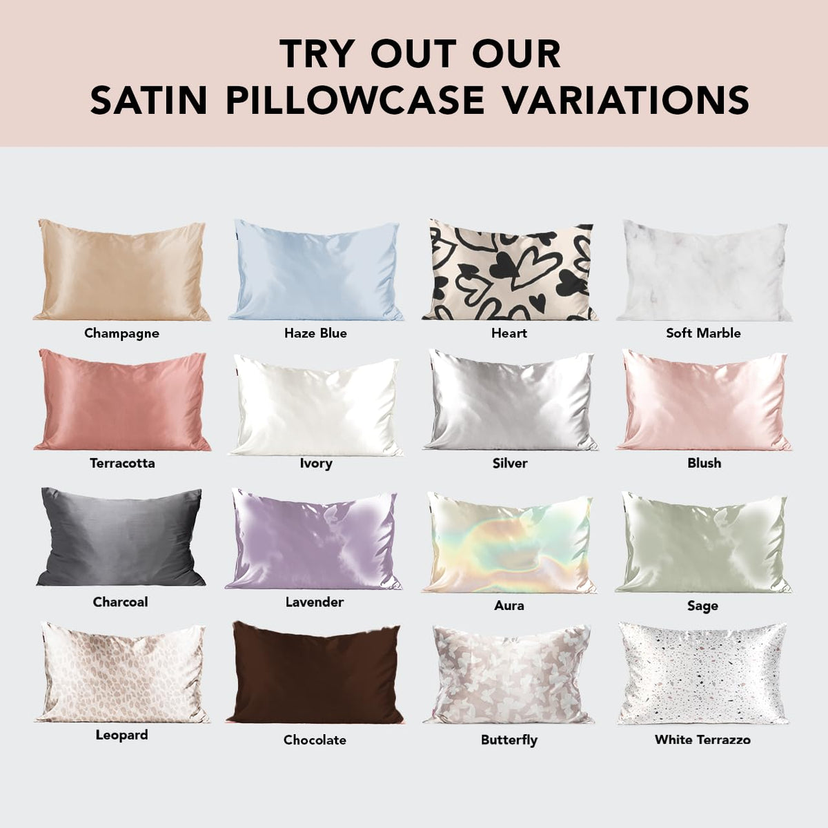 Kitsch satin pillowcase standard size fits most pillows securely.