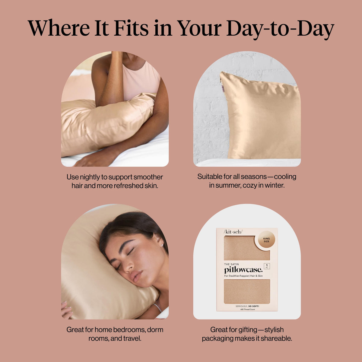 Kitsch satin pillowcases trusted by millions worldwide