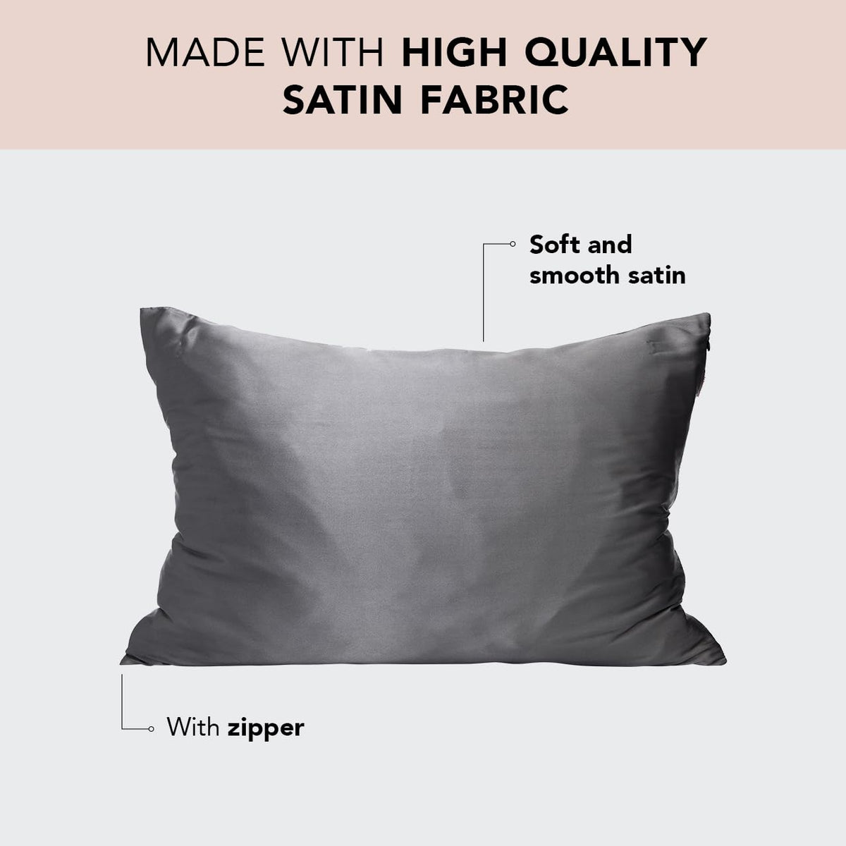Kitsch satin pillowcase keeps pillow wrinkle-free for a neat look.