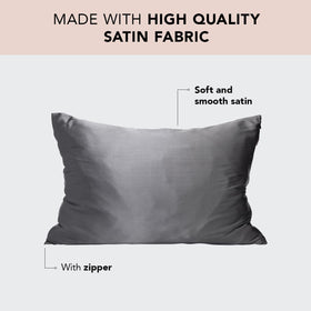 Kitsch satin pillowcase keeps pillow wrinkle-free for a neat look.