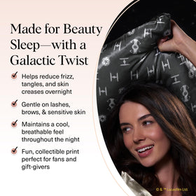 Kitsch satin pillowcase smoothing surface to reduce friction and sleep lines