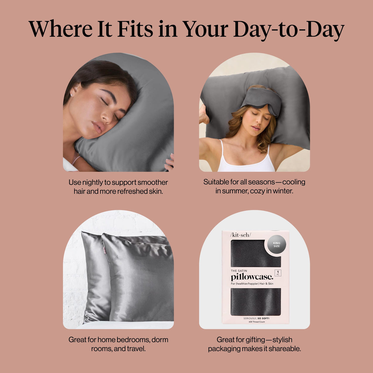 Kitsch satin pillowcase wrinkle-free surface
