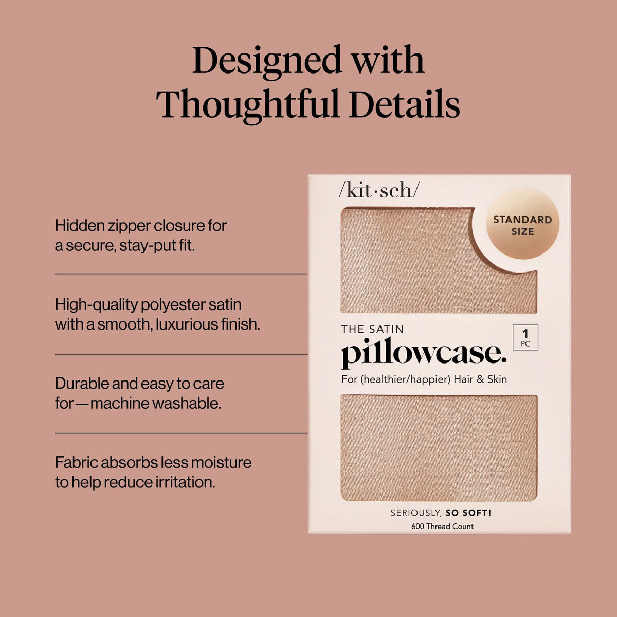 Kitsch satin pillowcase wrinkle reduction helps prevent sleep creases