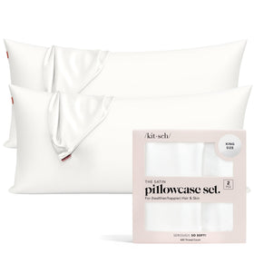 Kitsch satin pillowcase with zipper for secure fit and all-night comfort