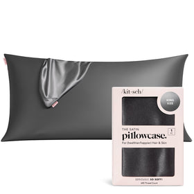 Kitsch satin pillowcase with zipper for secure night-time fit
