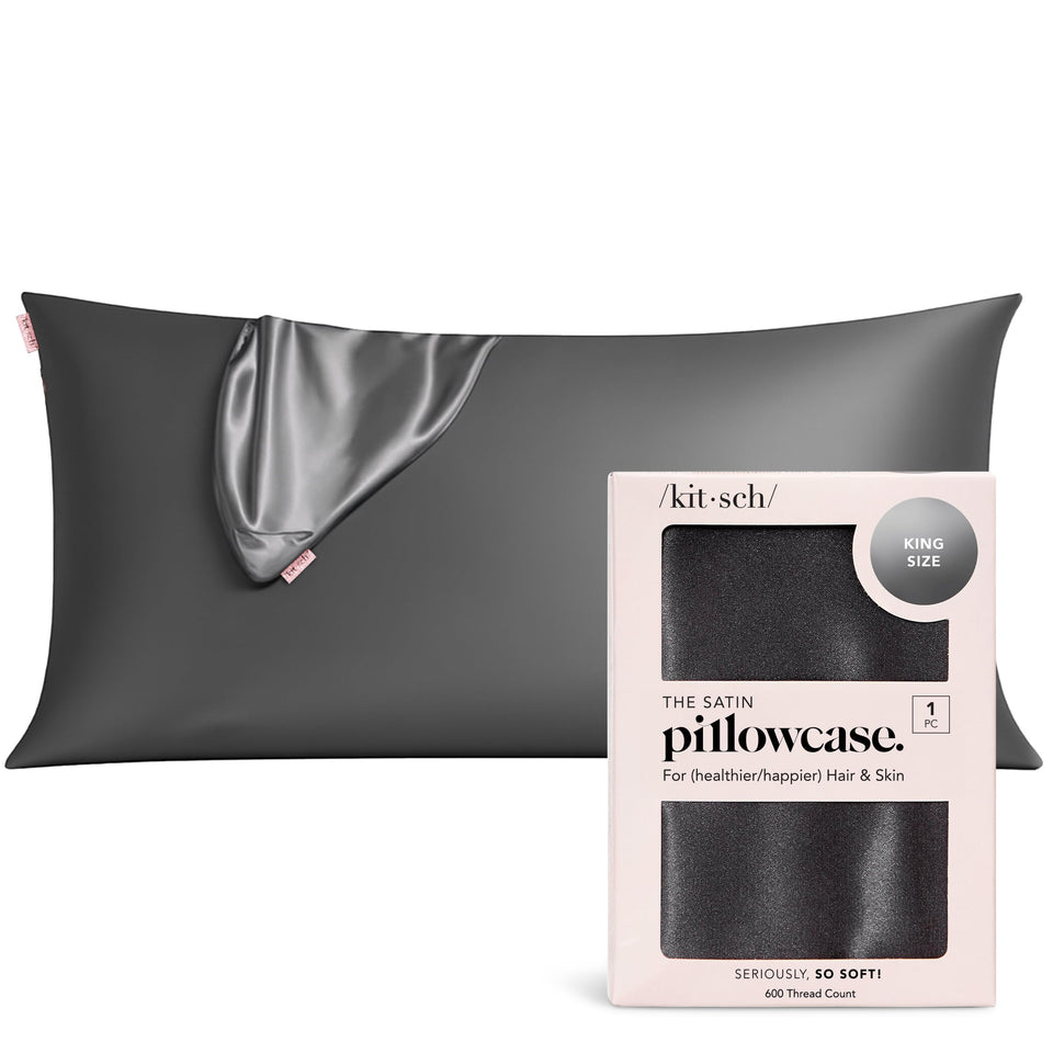 Kitsch satin pillowcase with zipper for secure night-time fit