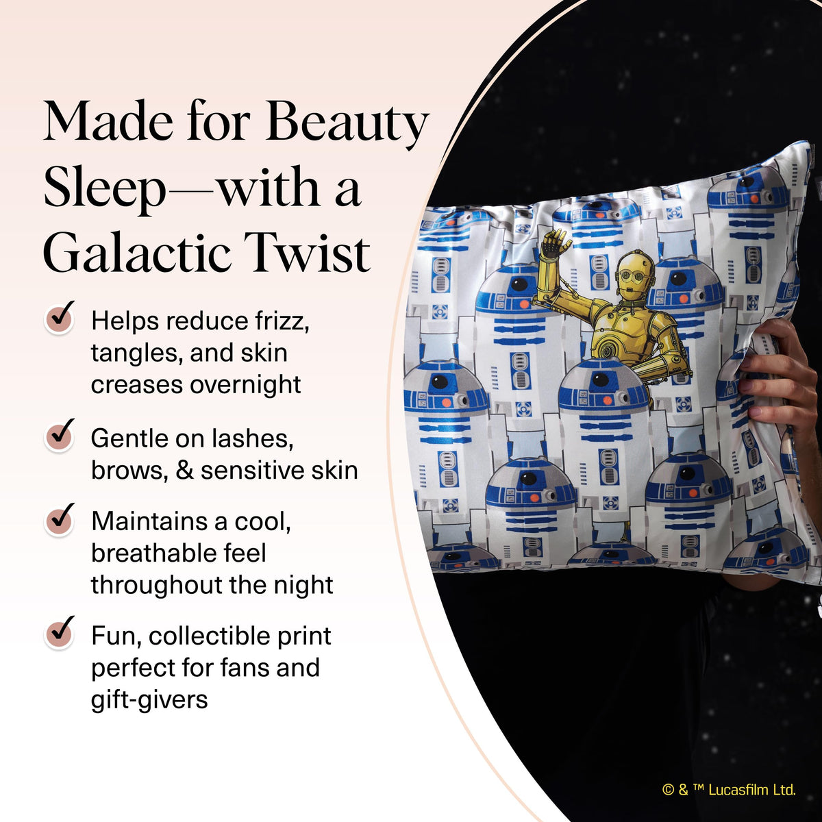 Kitsch star wars satin pillowcase with zipper keeps pillow secure overnight