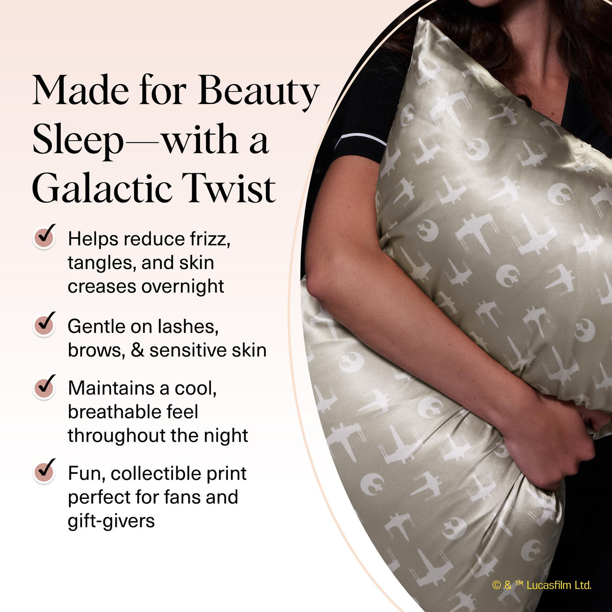 Kitsch Star Wars Rebel Alliance satin pillowcase reduces hair friction overnight
