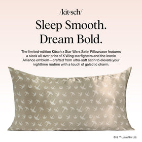 Kitsch Rebel Alliance satin pillowcase texture close-up for smooth hair.