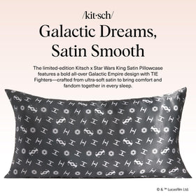 Kitsch Star Wars satin pillowcase on a king-size pillow for cool, silky comfort