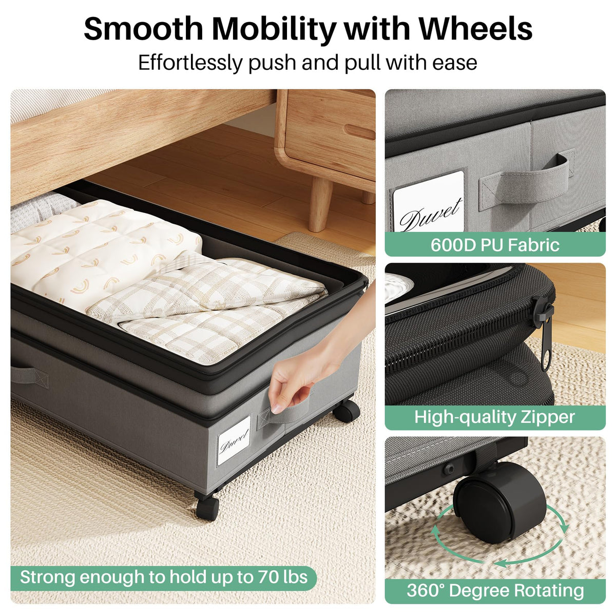 Kitstorack 360 degree wheels allow smooth movement