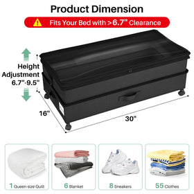 Kitstorack 4-pack under-bed storage with clear window and label for quick identification.