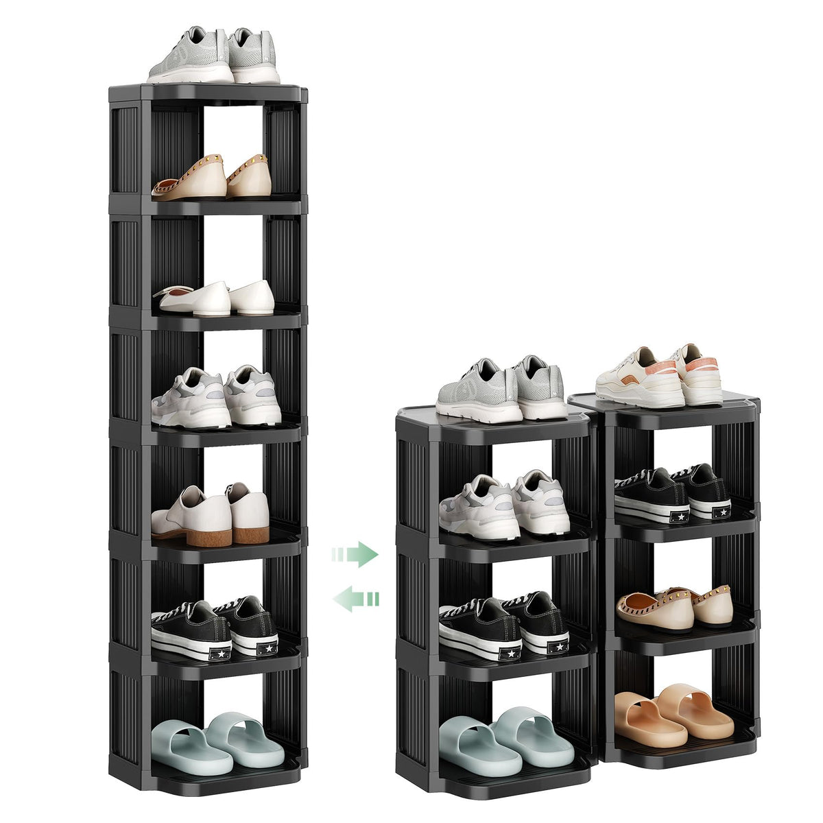 Kitstorack 8-Tier Shoe Rack front view organizes sneakers and flats.