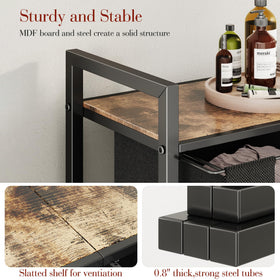 Kitstorack durable laundry bin with wood frame and metal hardware.
