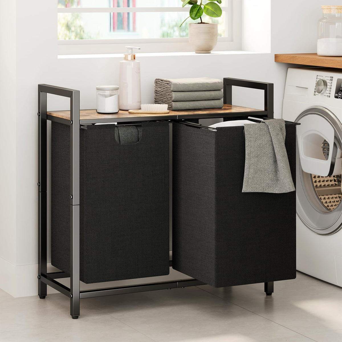 Kitstorack laundry basket with shelf for organized storage.
